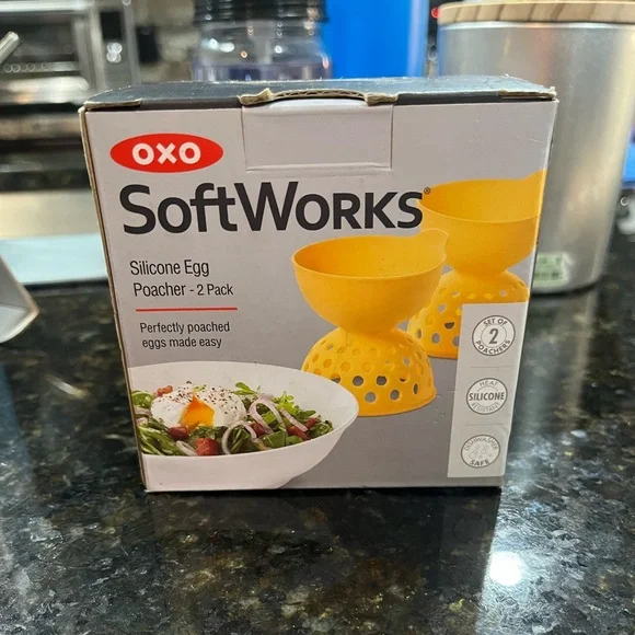 OXO Yellow Silicone Egg Poacher Set - Picture 1 of 3